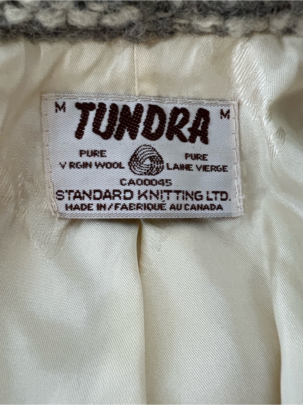 Pure Virgin Wool Tundra Jacket Made in Canada ,Vintage Ivory Jacket with Gray - Picture 10 of 13